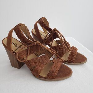 DIBA Tan braided block heels Size 7